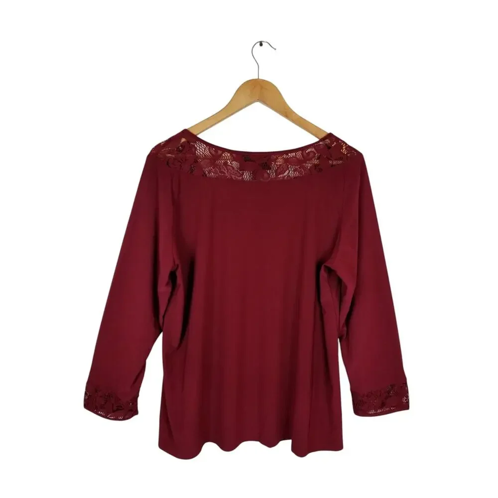 Antthony Original 2 Piece Set Skirt Long Sleeve Stretch Knit Top Red Size XL